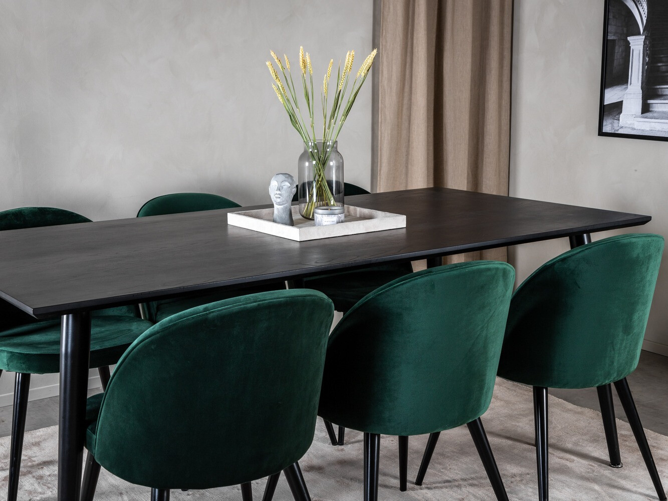 Маса и столове за трапезария Dallas 1335 (Зелен + Черен)