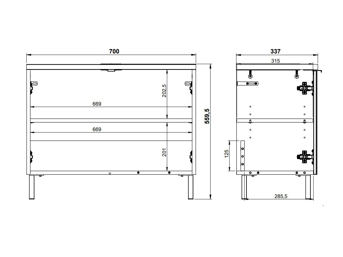 Стоящ шкаф за баня за мивка Saldele 102