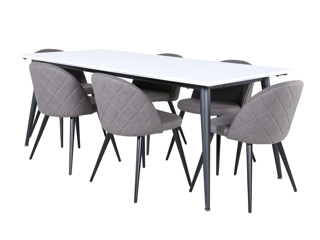 Маса и столове за трапезария Dallas 3303 (Черен + Сив)