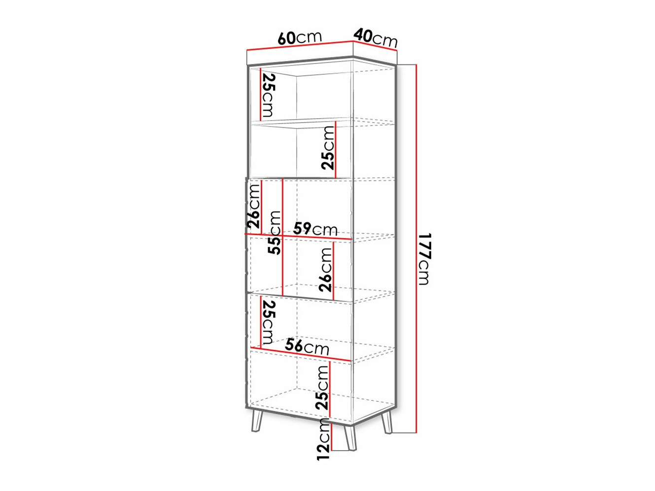 Етажерка Charlotte 178 (Бял + Бял гланц)