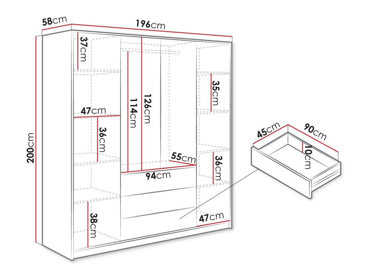 Гардероб Collis V (Бял)
