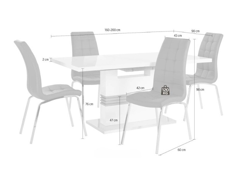 Маса и столове за трапезария Denton 1111 (Черен)