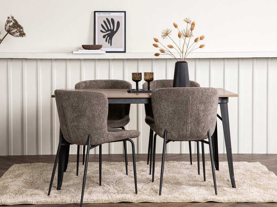 Маса и столове за трапезария Dallas 3363 (Кафяв + Черен)