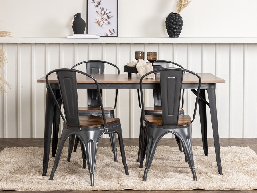 Маса и столове за трапезария Dallas 3366 (Opex + Тъмно сив)