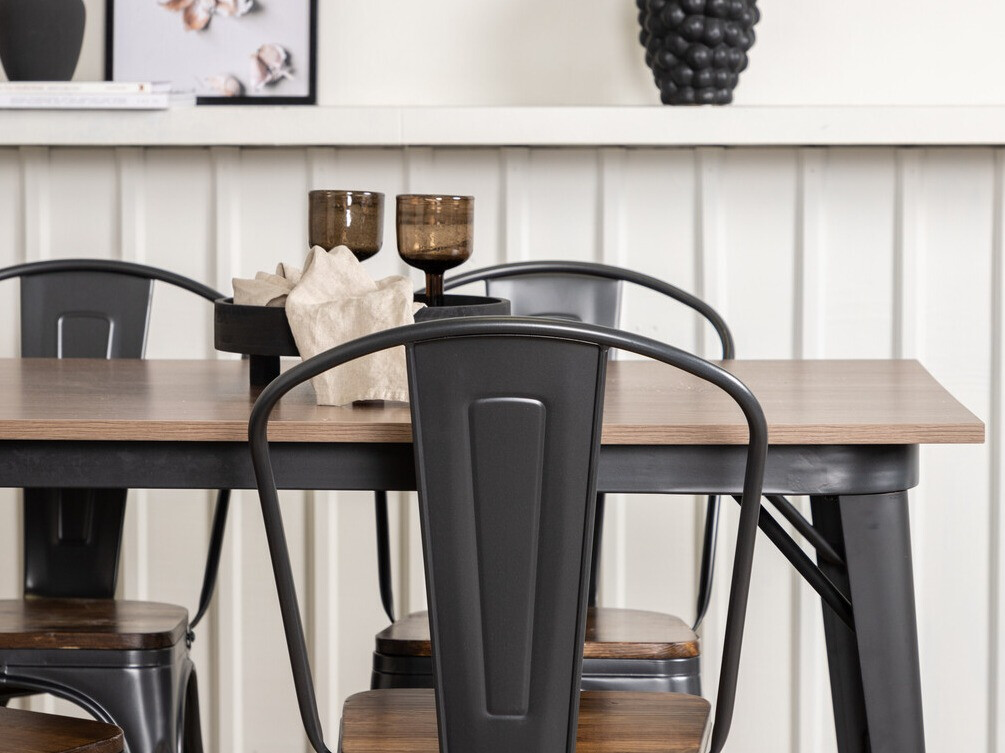 Маса и столове за трапезария Dallas 3366 (Opex + Тъмно сив)