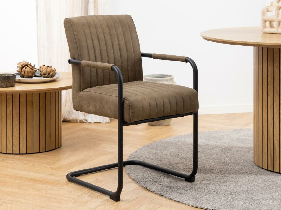 Стол Norsica 737 (Черен + Кафяв)