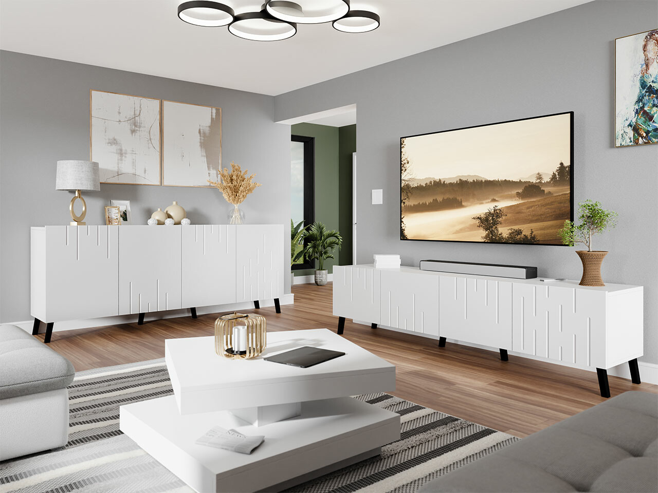 Комплект за хол Charlotte 212 (Бял)