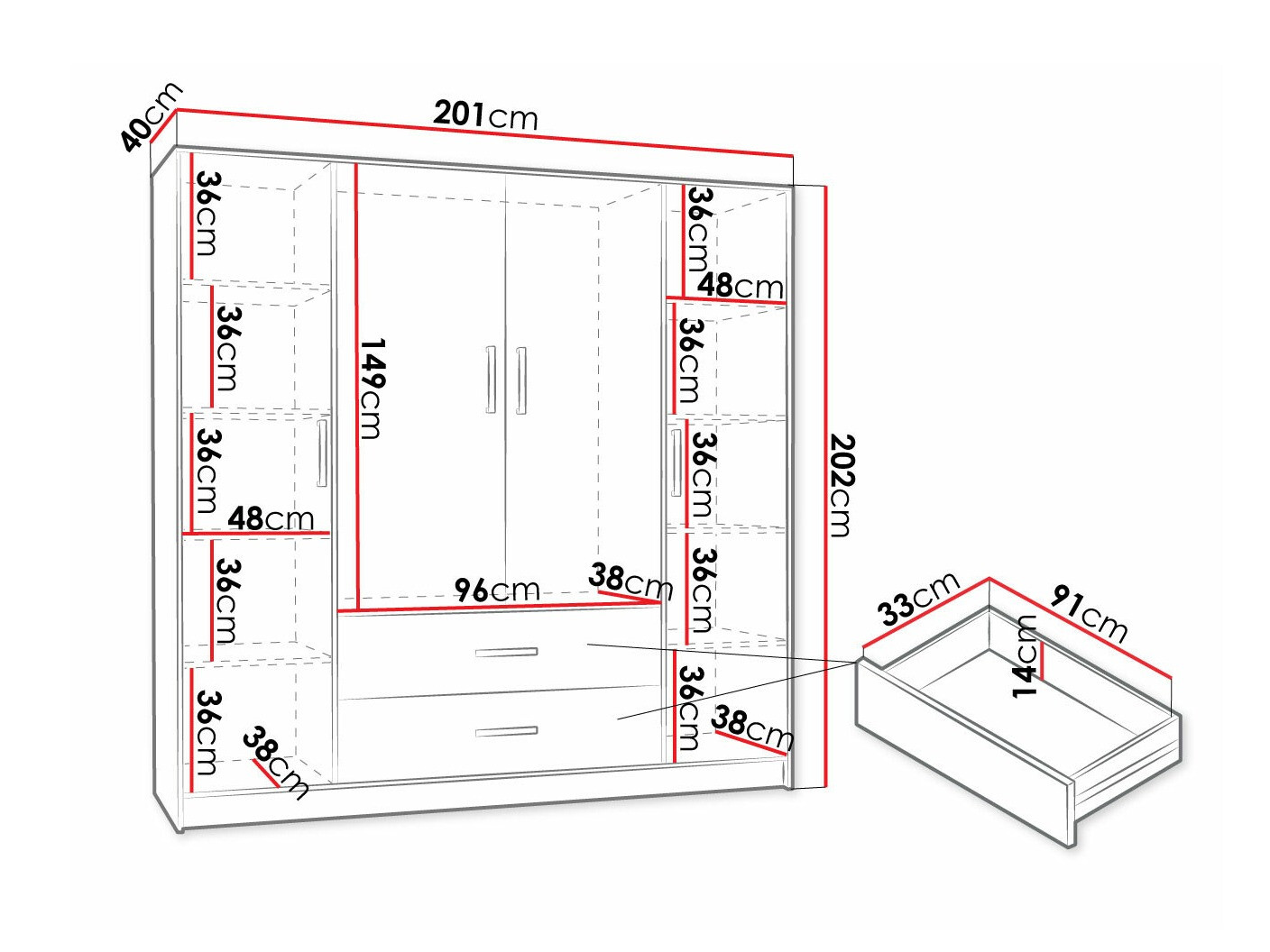 Гардероб Hartford 374 (Бял + Златно)