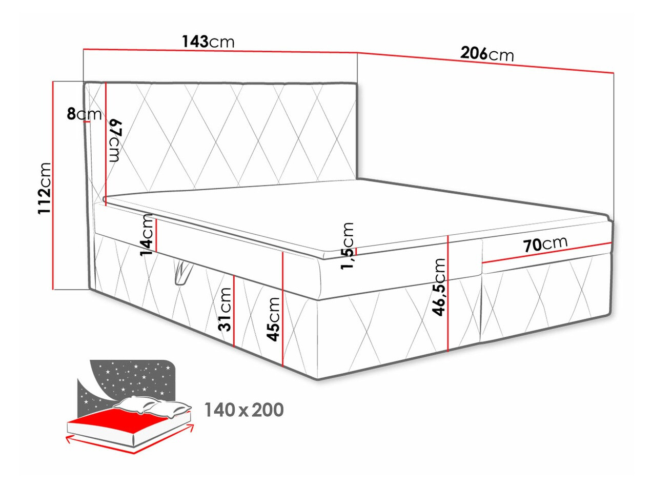 Континентално легло Comfivo 225 (Magic Velvet 2239)