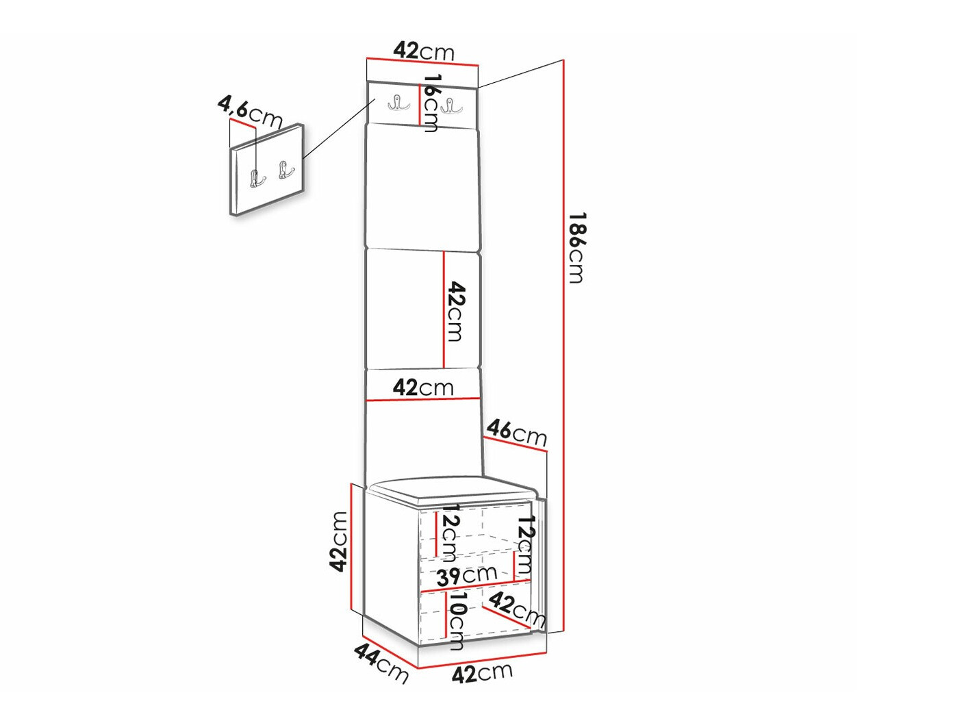 Комплект за антре Hartford 378 (Черен)