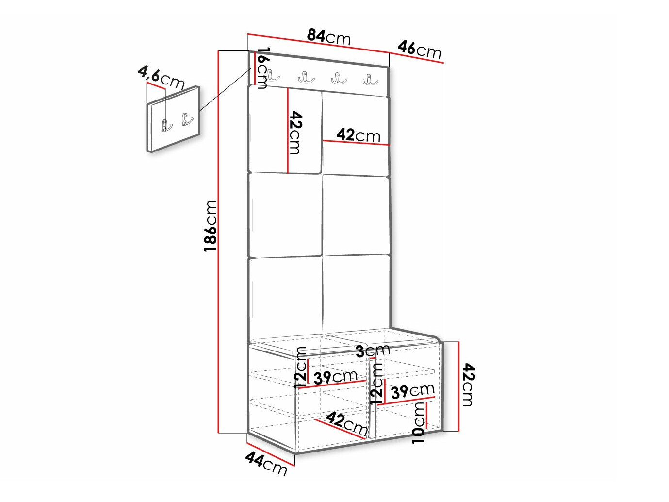 Комплект за антре Hartford 383 (Черен)