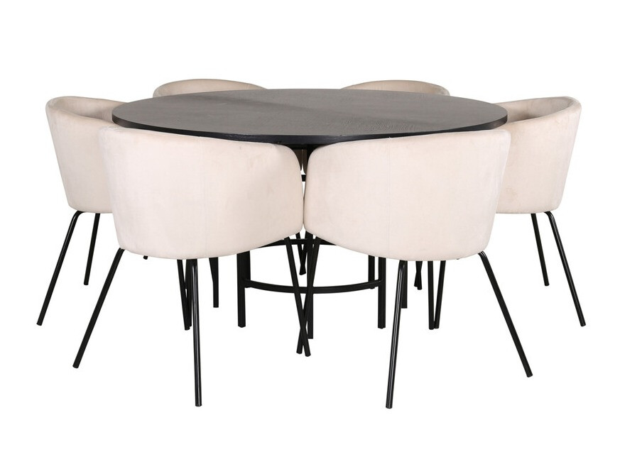 Маса и столове за трапезария Dallas 2378 (Черен + Сметана)