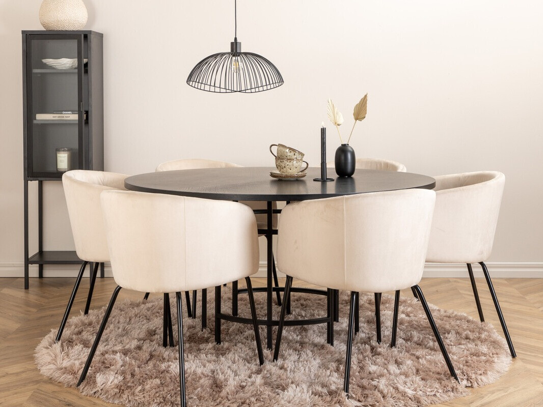 Маса и столове за трапезария Dallas 2378 (Черен + Сметана)