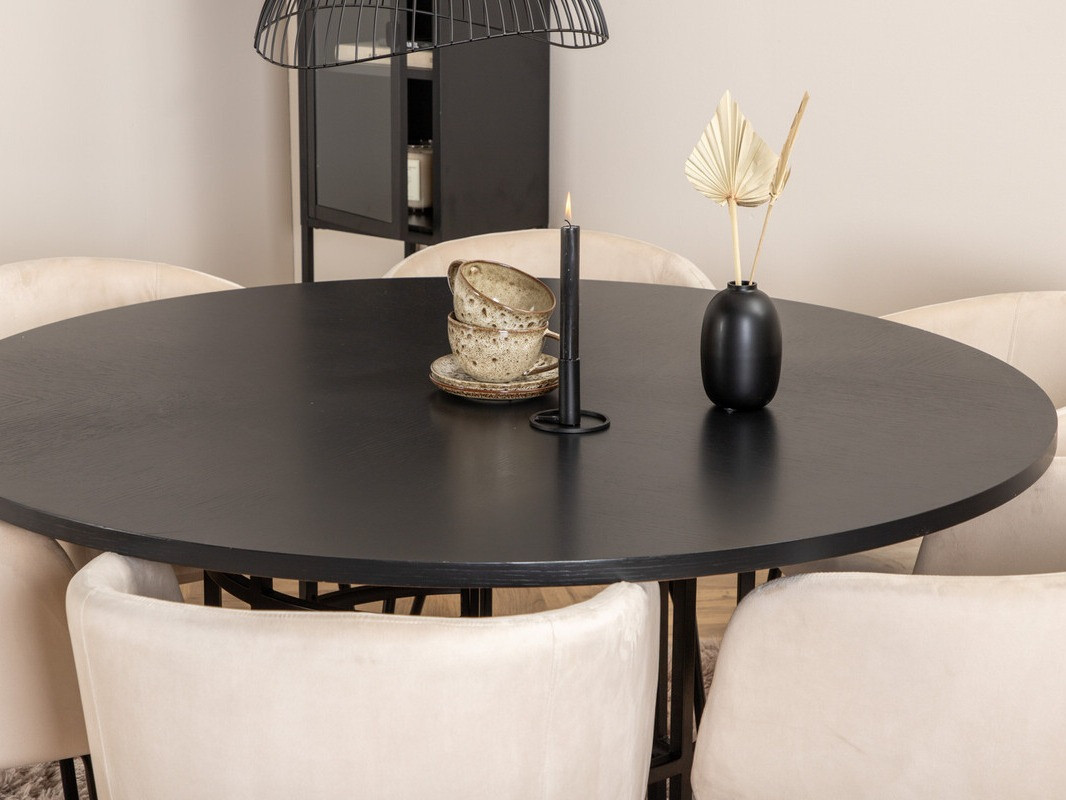 Маса и столове за трапезария Dallas 2378 (Черен + Сметана)