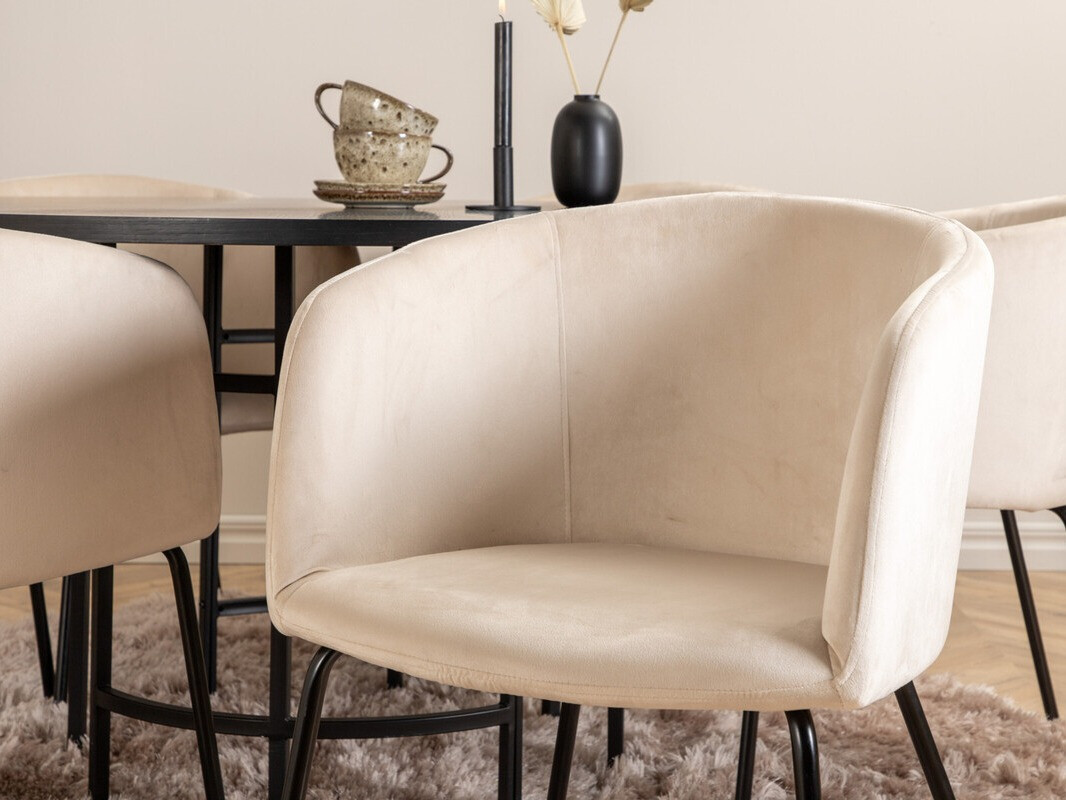 Маса и столове за трапезария Dallas 2378 (Черен + Сметана)