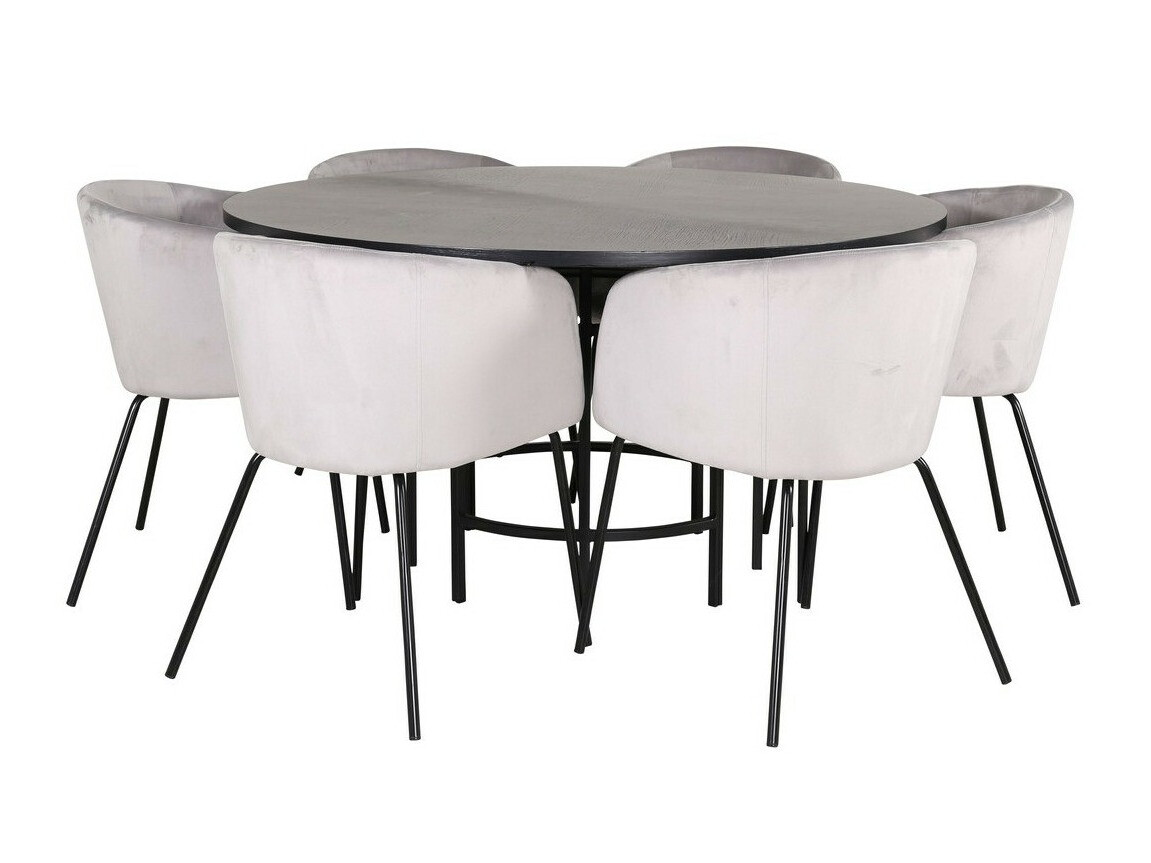 Маса и столове за трапезария Dallas 2378 (Черен + Светло сив)