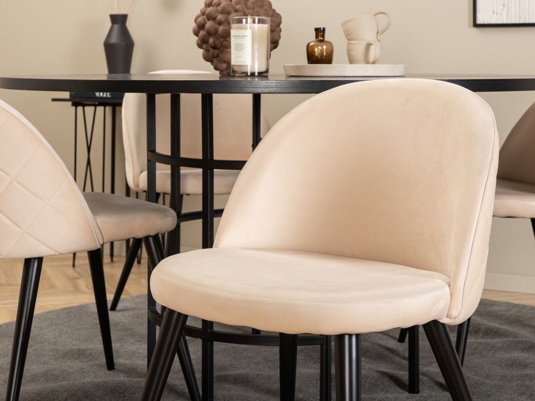 Маса и столове за трапезария Dallas 2386 (Черен + Сметана)