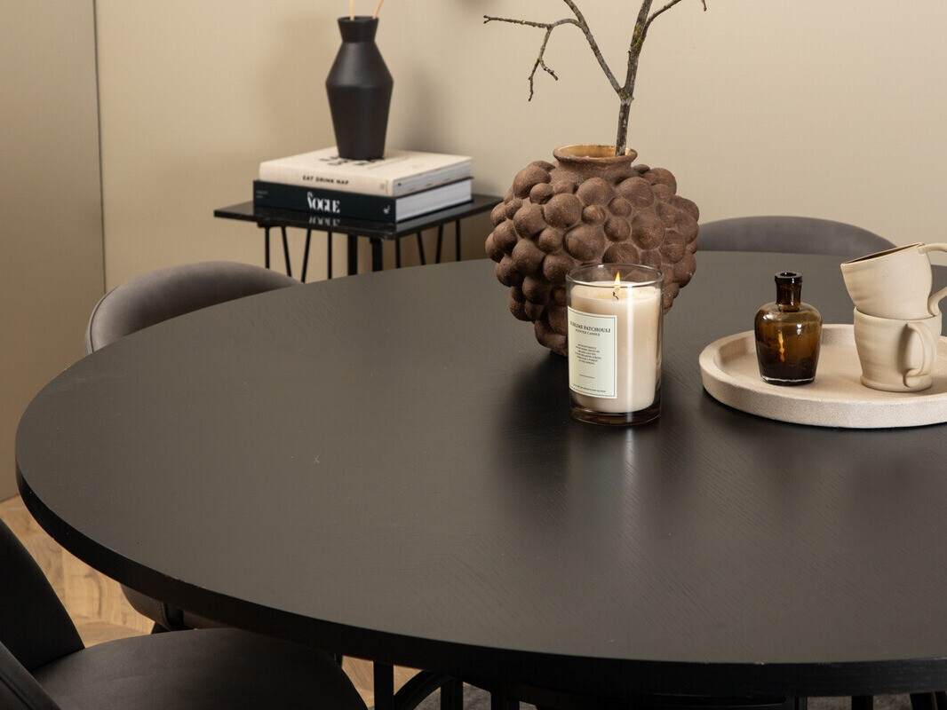 Маса и столове за трапезария Dallas 2387 (Черен + Сив)