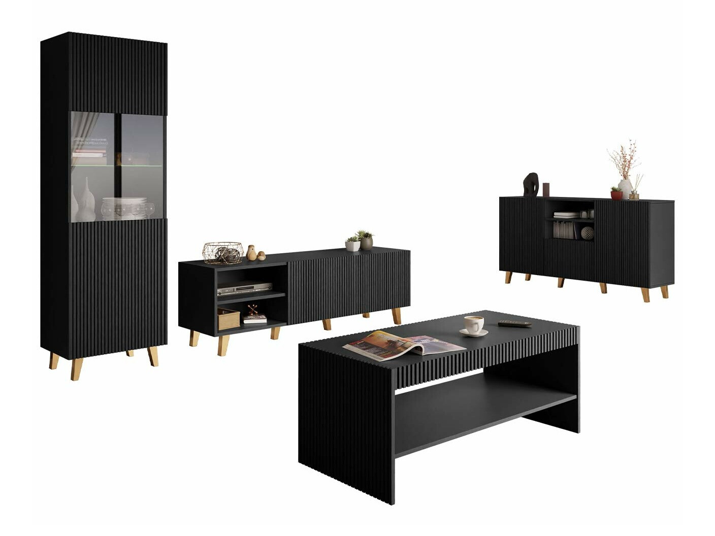 Комплект за хол Levmari 109 (Черен)