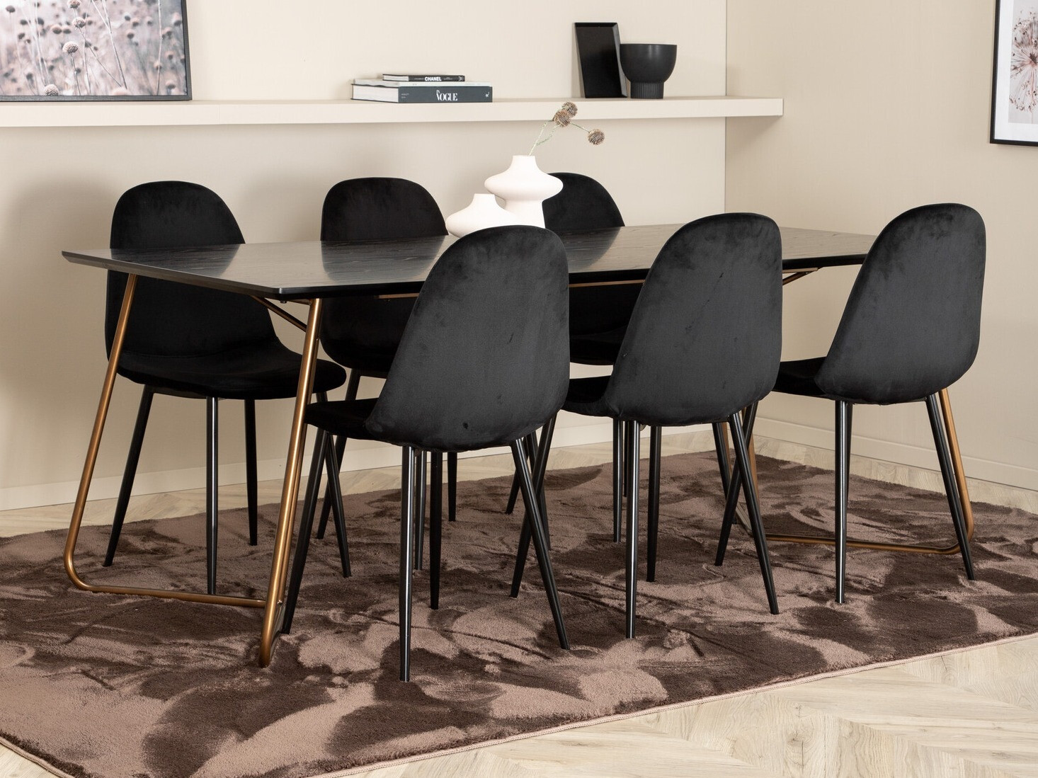 Маса и столове за трапезария Dallas 2713 (Черен)