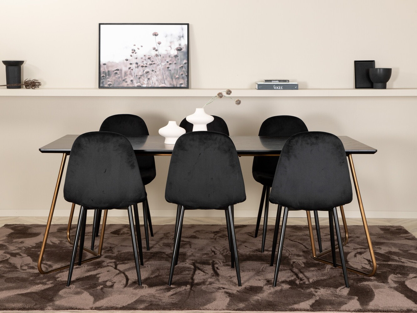 Маса и столове за трапезария Dallas 2713 (Черен)