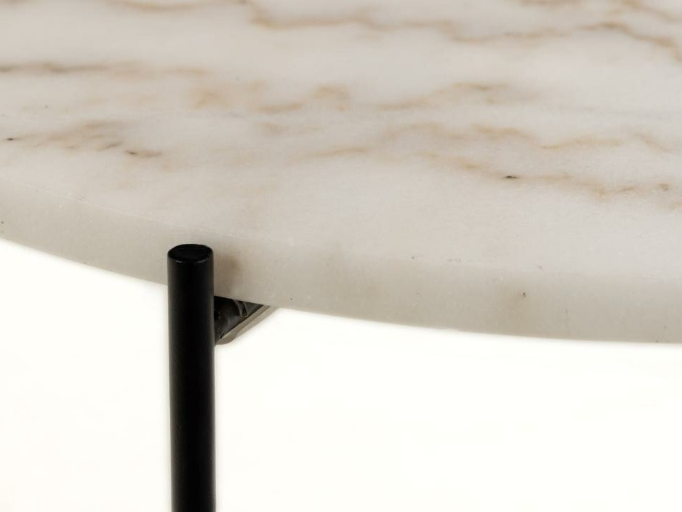 Помощна масичка Norsica 608 (Бял мрамор + Черен)