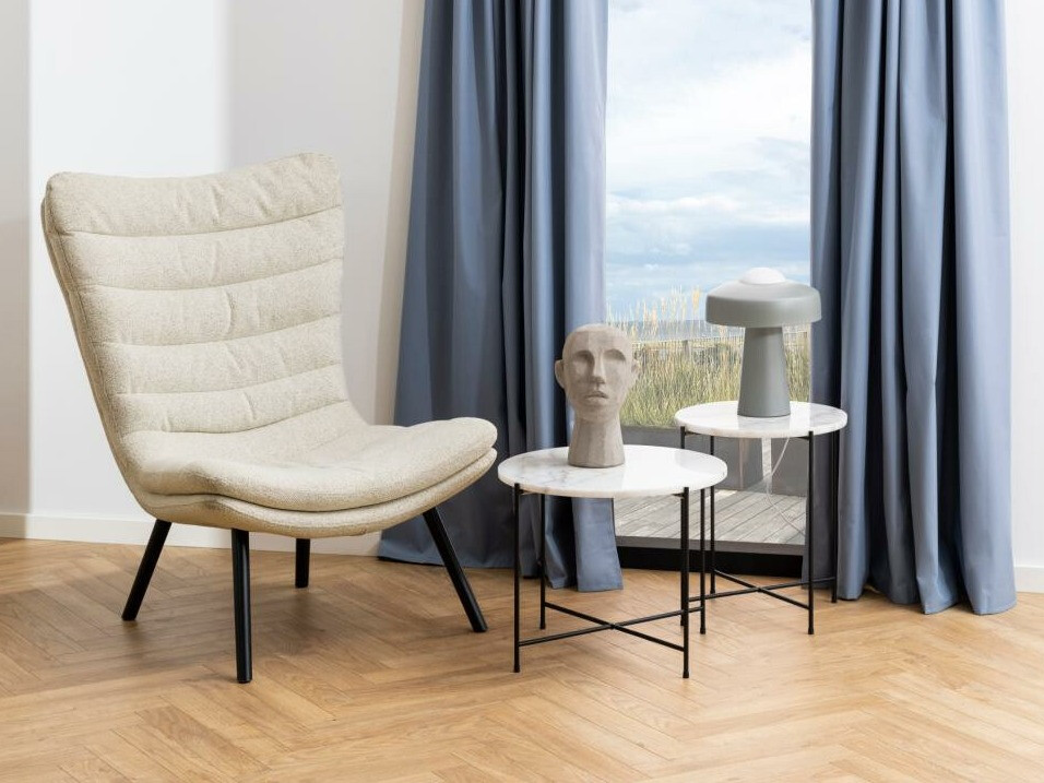 Помощна масичка Norsica 608 (Бял мрамор + Черен)