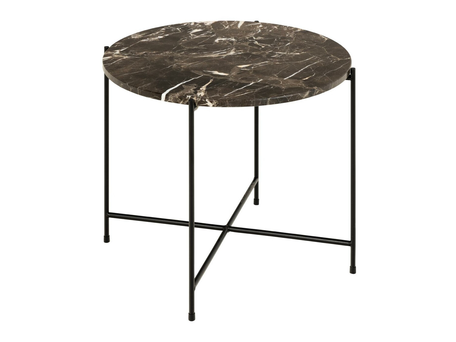 Помощна масичка Norsica 608 (Кафяв мрамор + Черен)