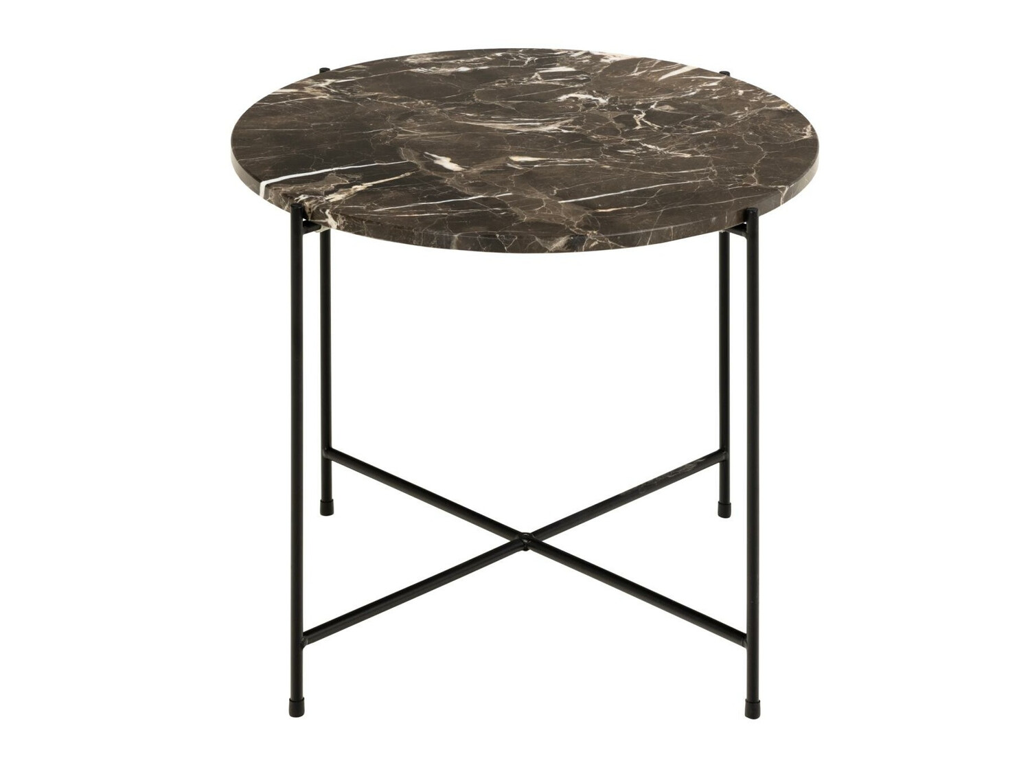 Помощна масичка Norsica 608 (Кафяв мрамор + Черен)