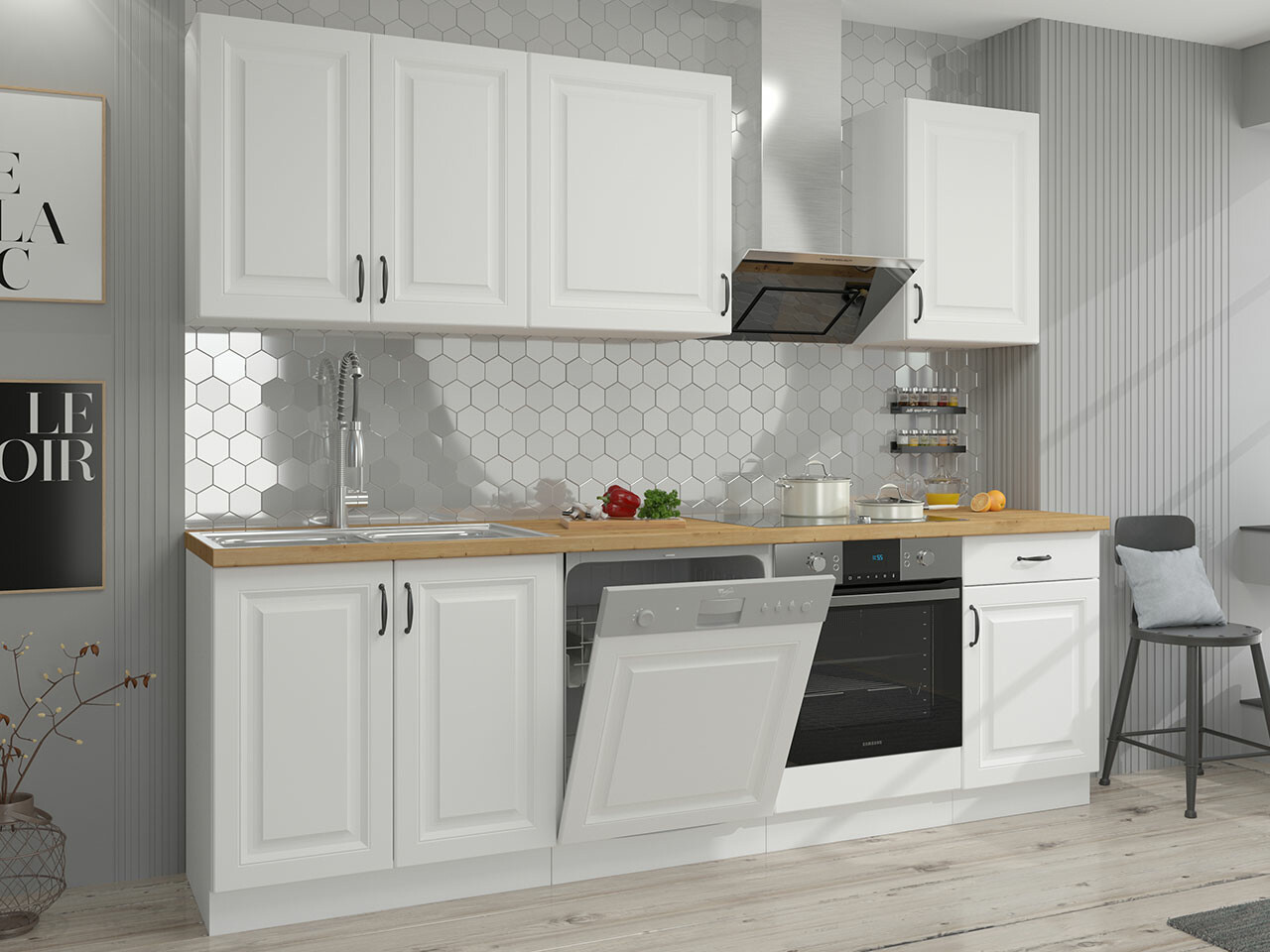Модулен кухненски комплект Retro White 150