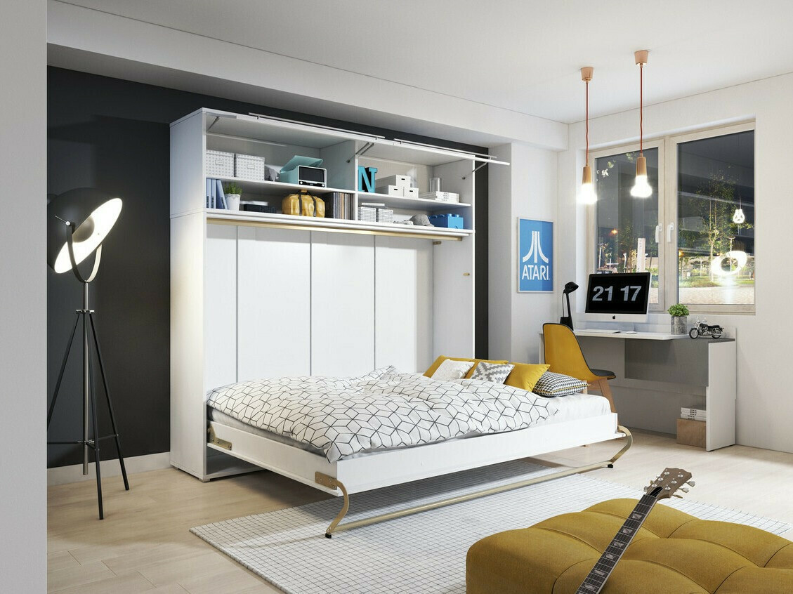 Падащо легло Concept Pro Lenart Levfere 109 (Бял + Бял гланц)