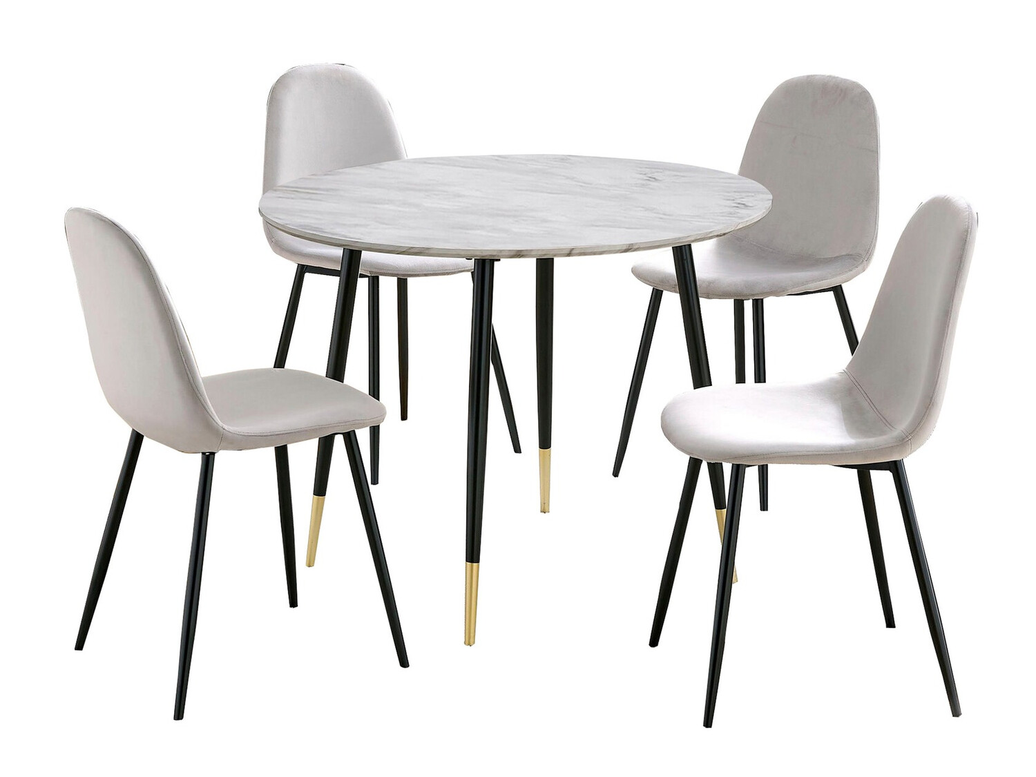 Маса и столове за трапезария Denton 1146 (Сив + Бял мрамор)