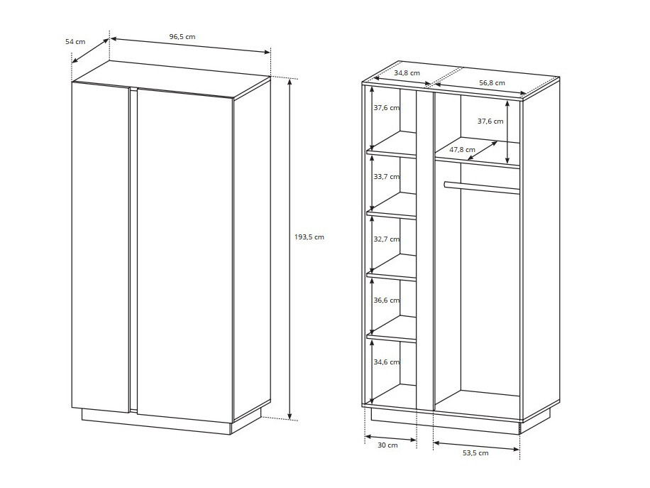 Гардероб Novbela 100 (Бял + Бял гланц + Grandson дъб)