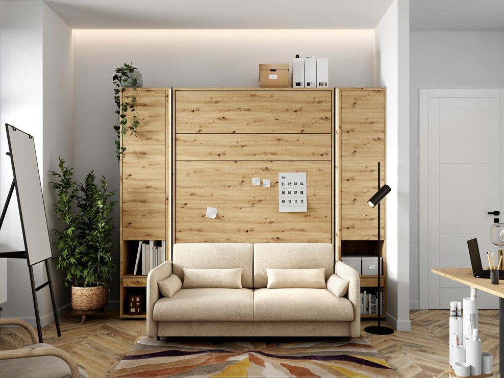 Мебелен комплект Concept Pro Lenart Levfere 139 (Artisan дъб + Бежов)