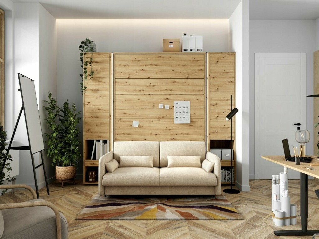 Падащо легло Concept Pro Lenart VII (Artisan дъб + Бежов)