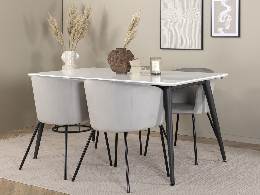 Маса и столове за трапезария Dallas 2739 (Сив + Черен)