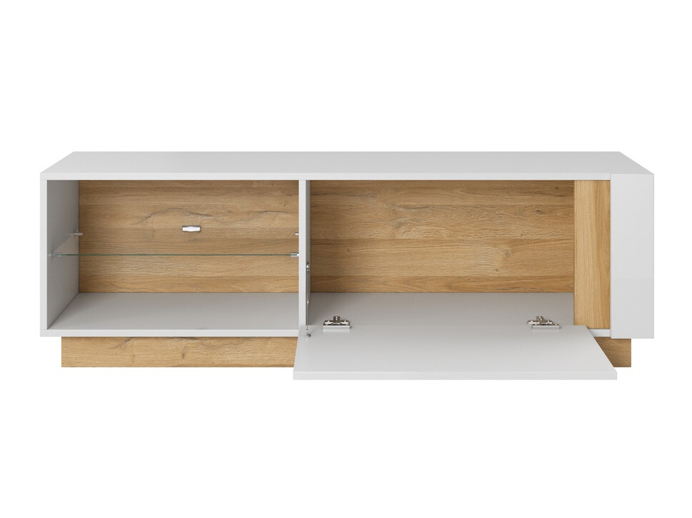 Комплект за хол Novbela 113 (Бял + Бял гланц + Grandson дъб)