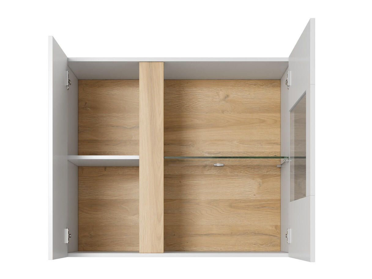 Комплект за хол Novbela 114 (Бял + Бял гланц + Grandson дъб)