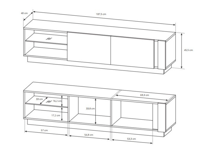 Комплект за хол Novbela 114 (Бял + Бял гланц + Grandson дъб)