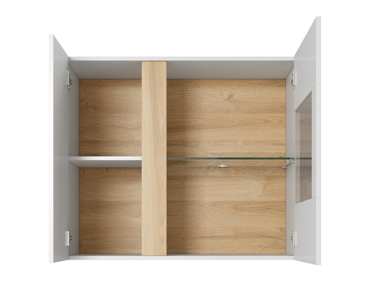 Комплект за хол Novbela 114 (Бял + Бял гланц + Grandson дъб)