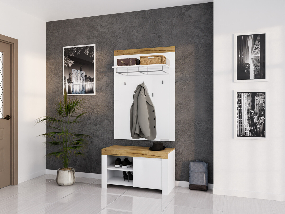 Комплект за антре Sonsoru 140 (Бял + Бял гланц + Дъб уотан)