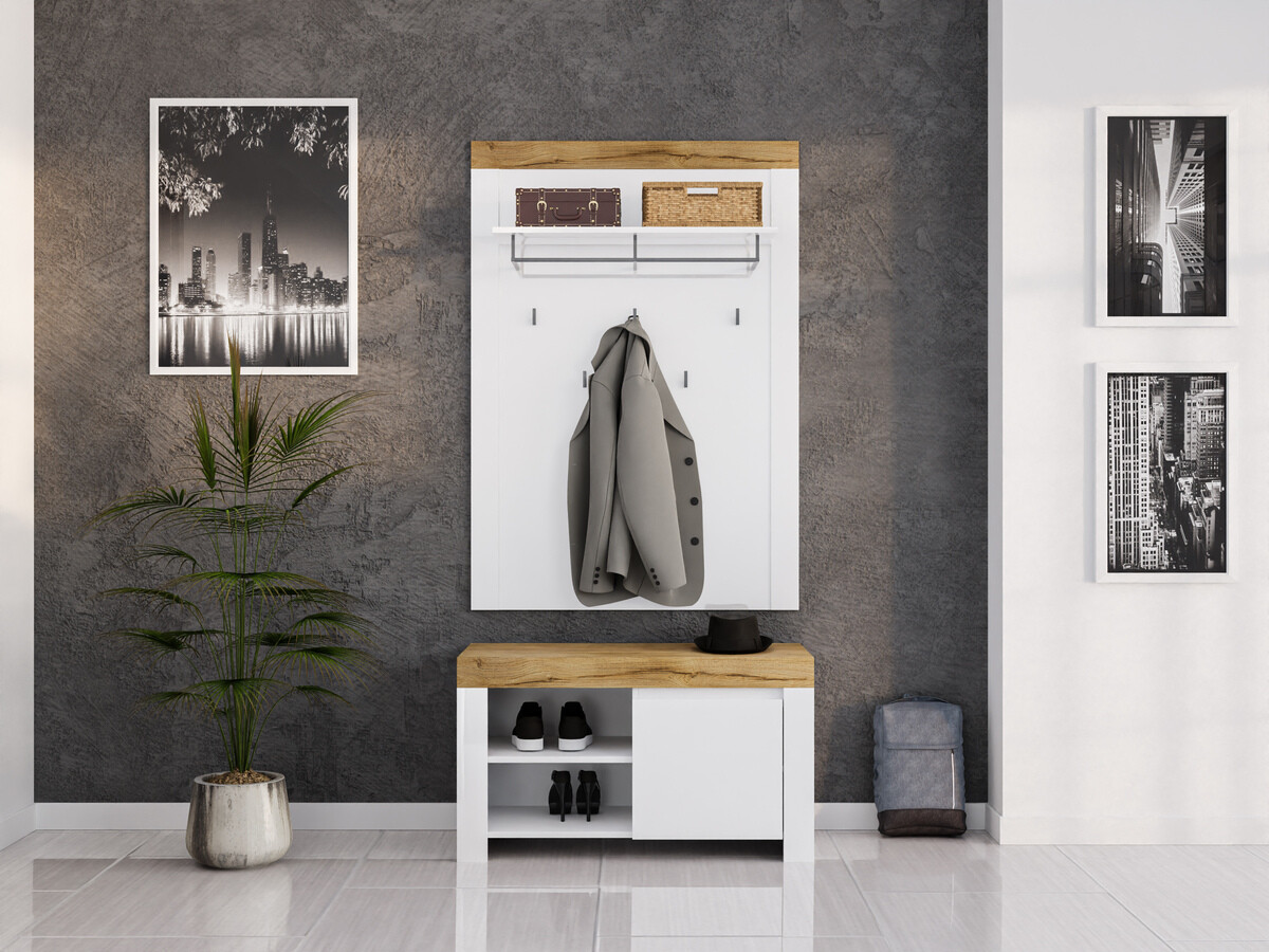 Комплект за антре Sonsoru 140 (Бял + Бял гланц + Дъб уотан)