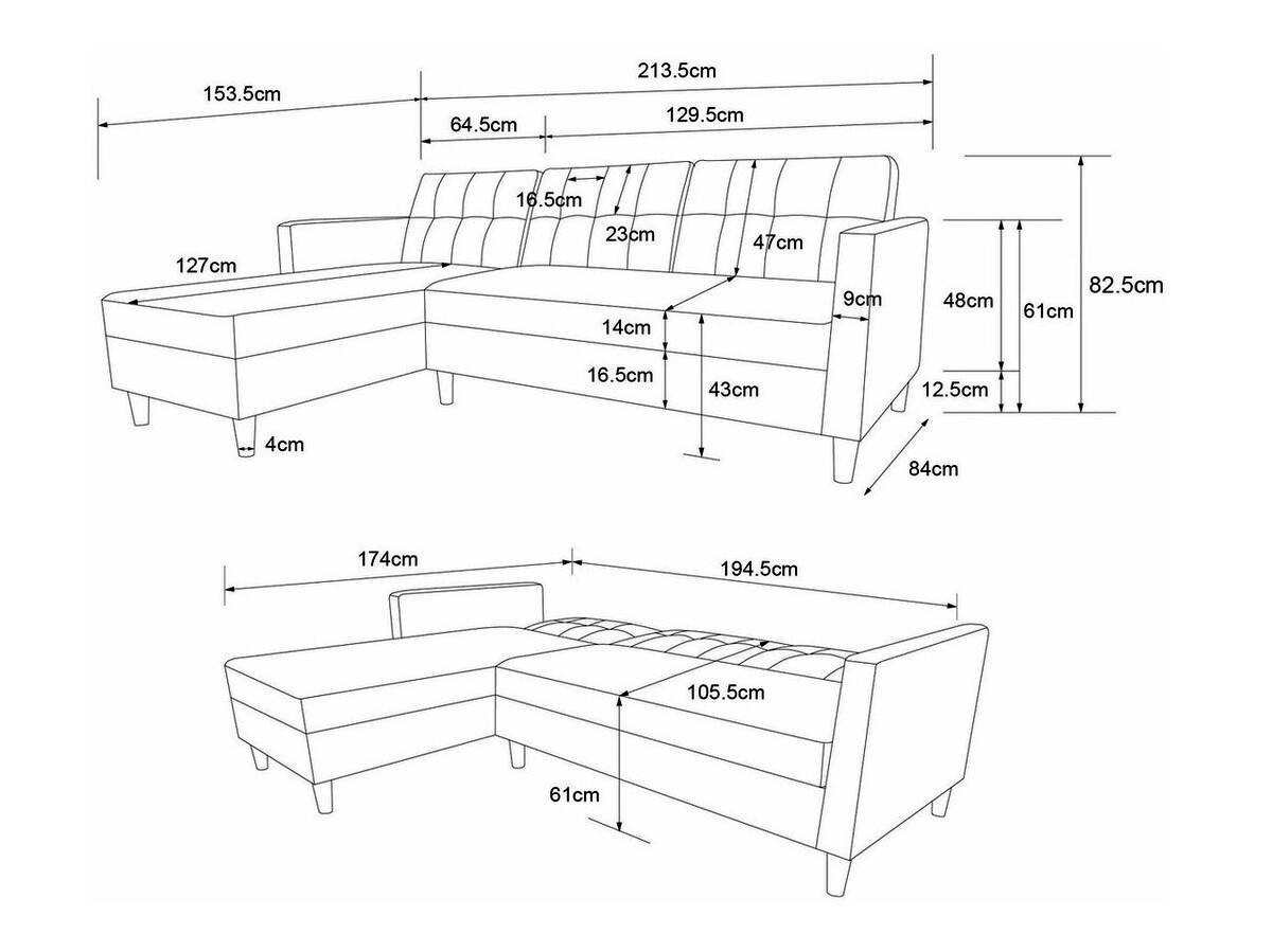 Ъглов диван Tulsa 539 (Тъмно сив)