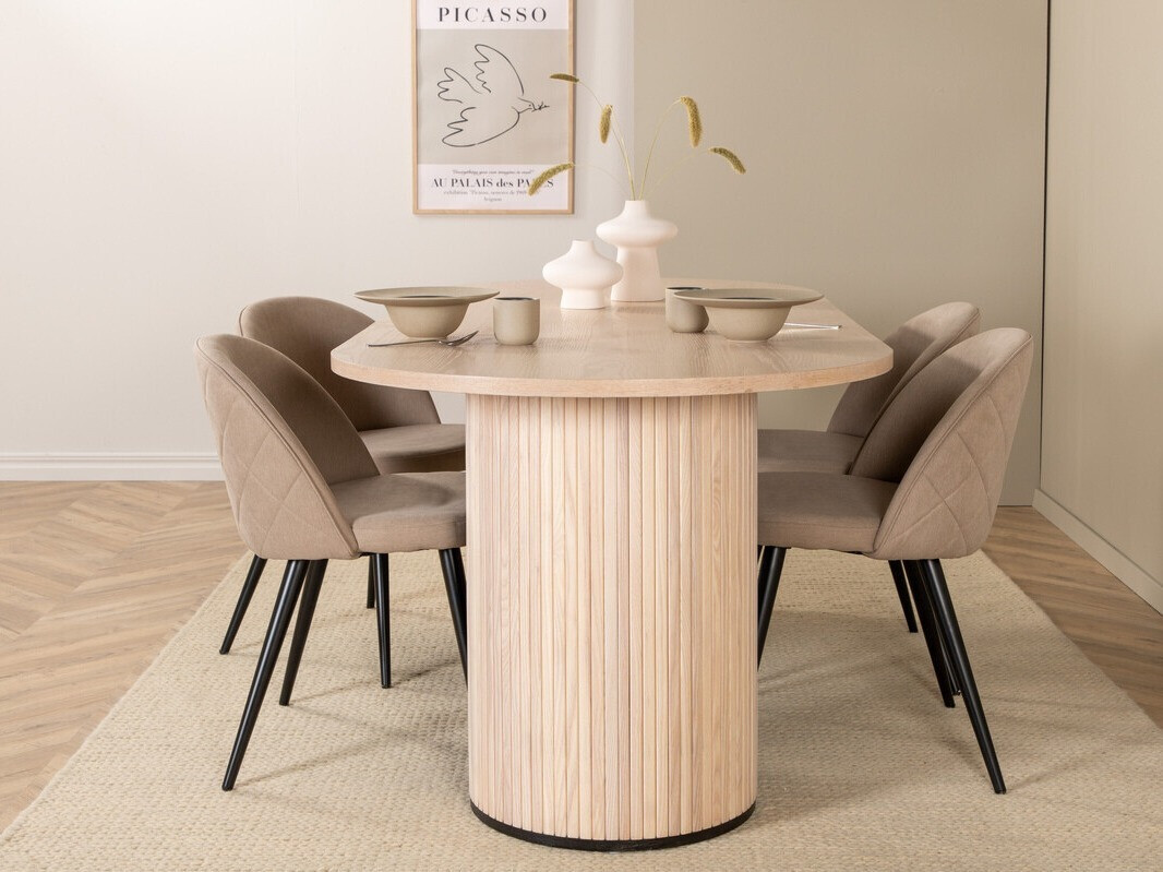 Маса и столове за трапезария Dallas 2765 (Сметана + Черен)