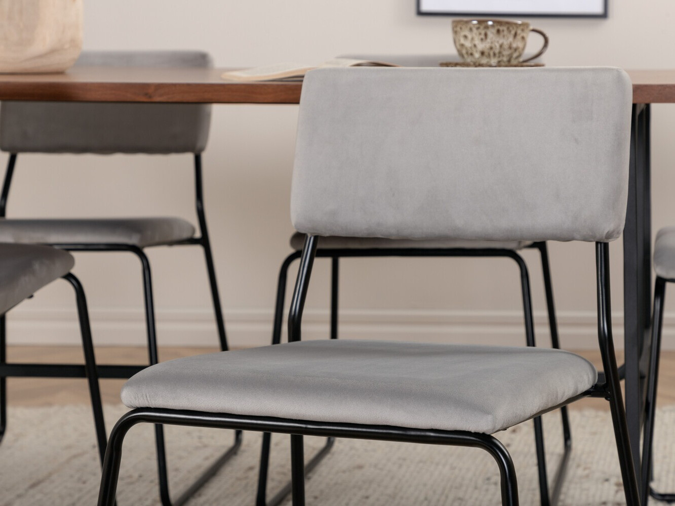 Маса и столове за трапезария Dallas 2795 (Сив + Черен)