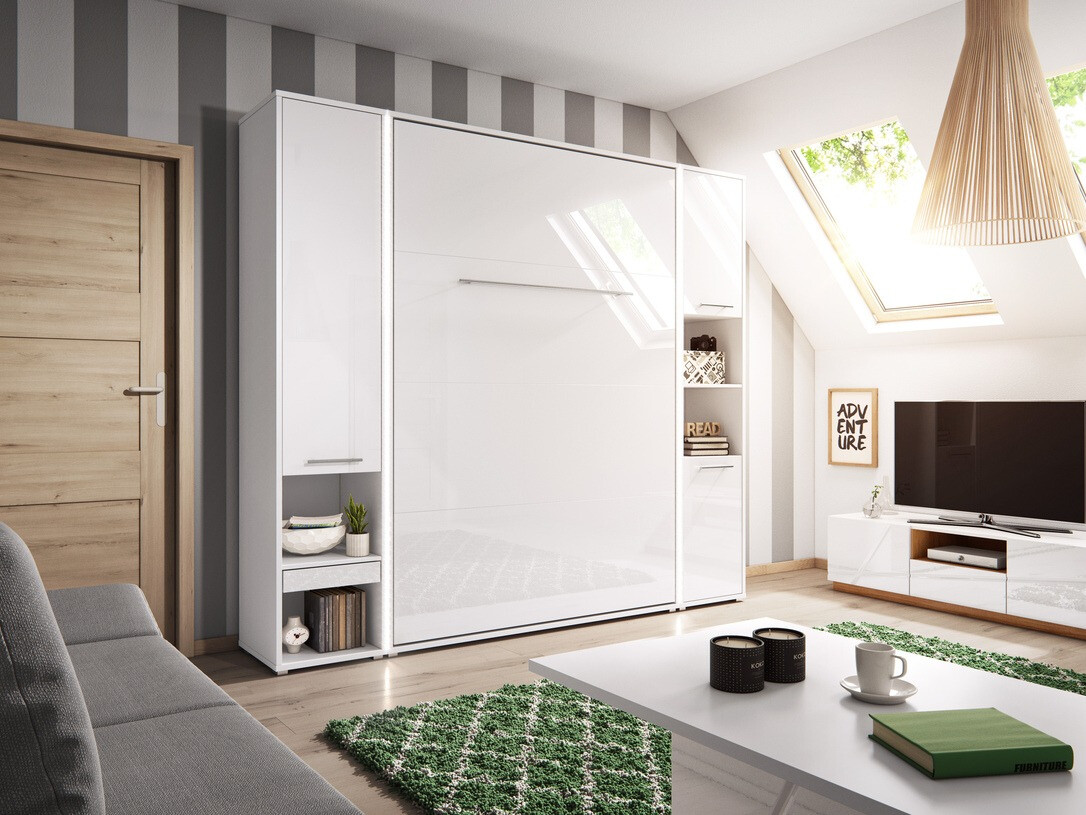 Мебелен комплект Concept Pro Lenart Levfere 144 (Бял гланц + Бял)