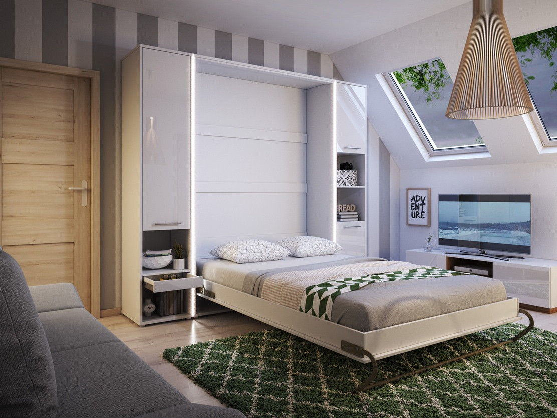 Мебелен комплект Concept Pro Lenart XI (Бял гланц + Бял)