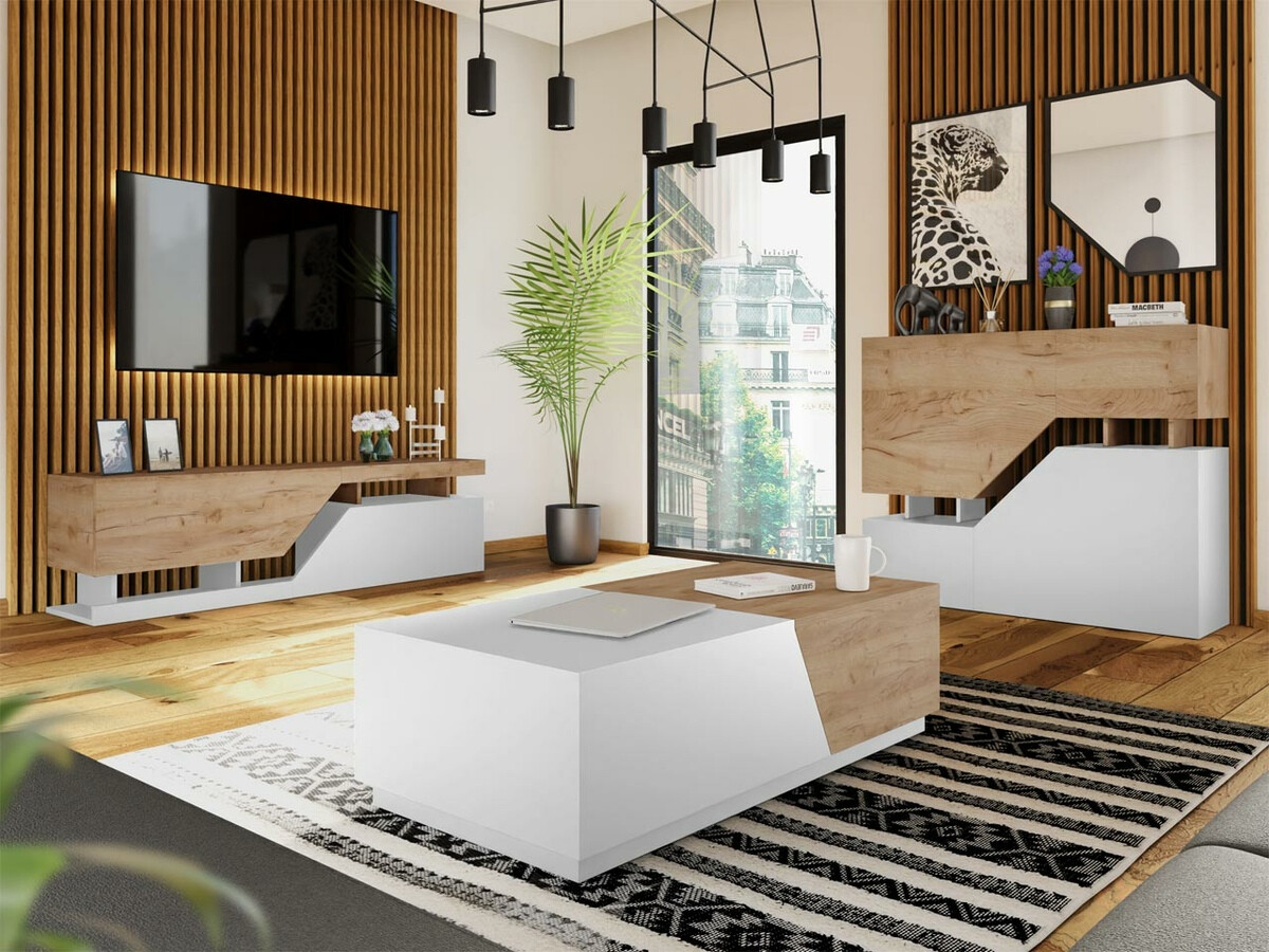 Масичка за кафе Comfivo Daldune (Бял + Дъб уотан)