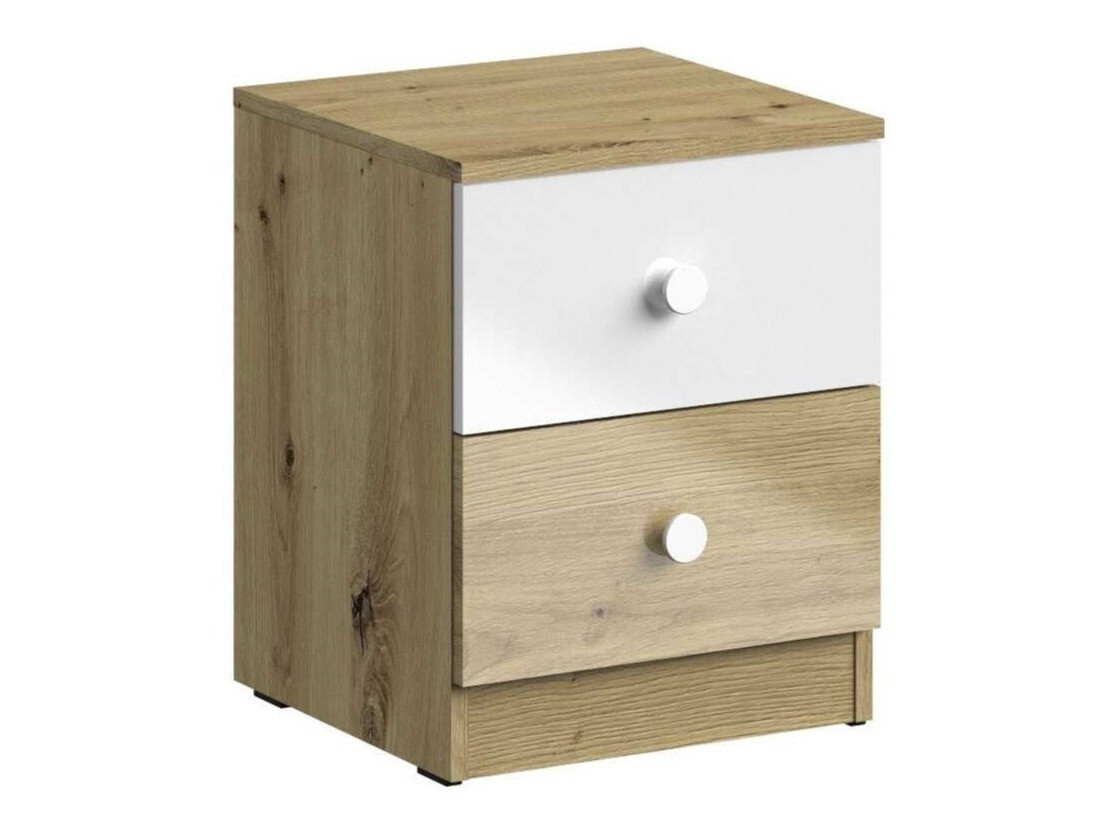 Нощно шкафче Mirelbu 108 (Artisan дъб + Бял гланц)