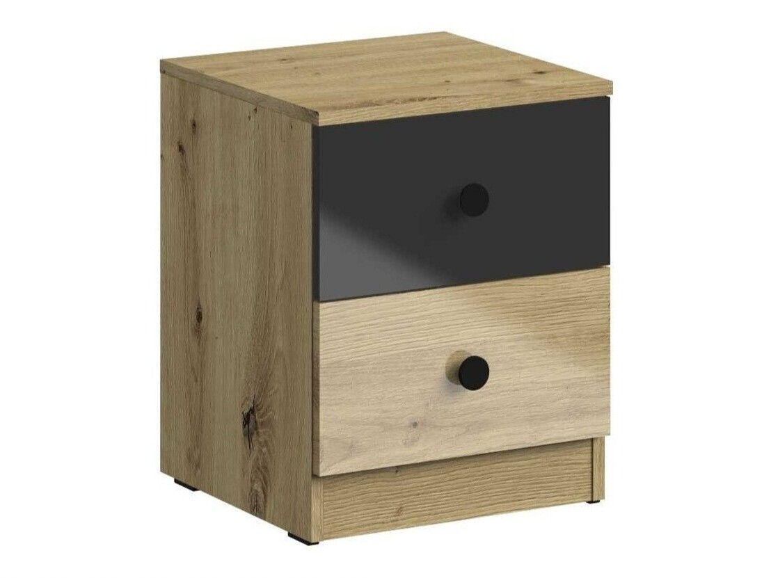 Нощно шкафче Mirelbu 108 (Artisan дъб + Черен гланц)